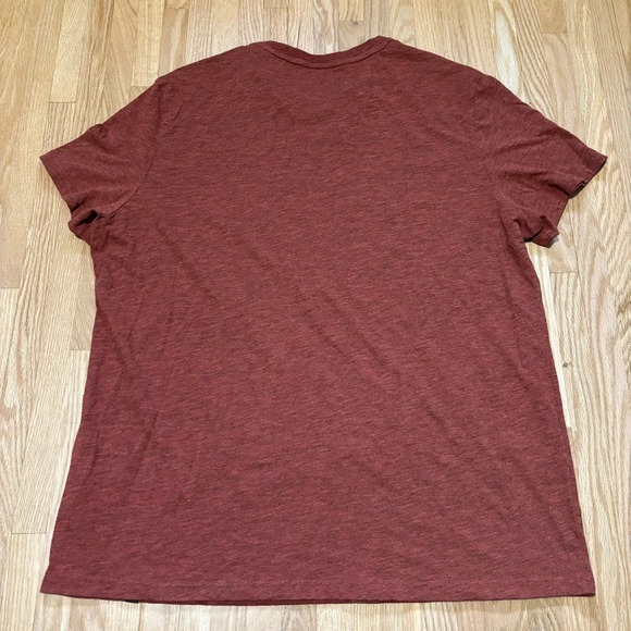 Denver Hayes | Burnt Orange Modern Fit Short  Sleeved High V-Neck 2 Button Shirt - Picture 6 of 7